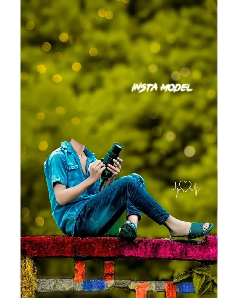 without face boy with camera background