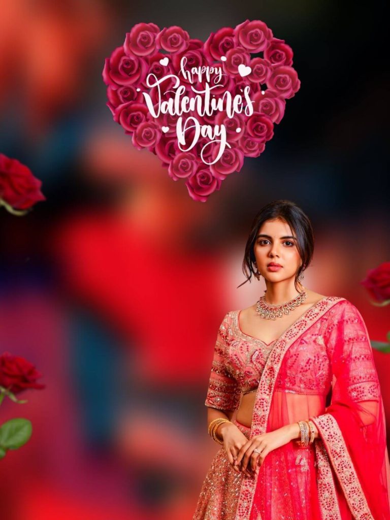 happy valentine day background with girl