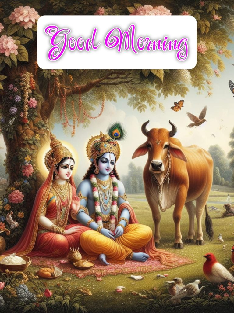 krishna radha good morning image