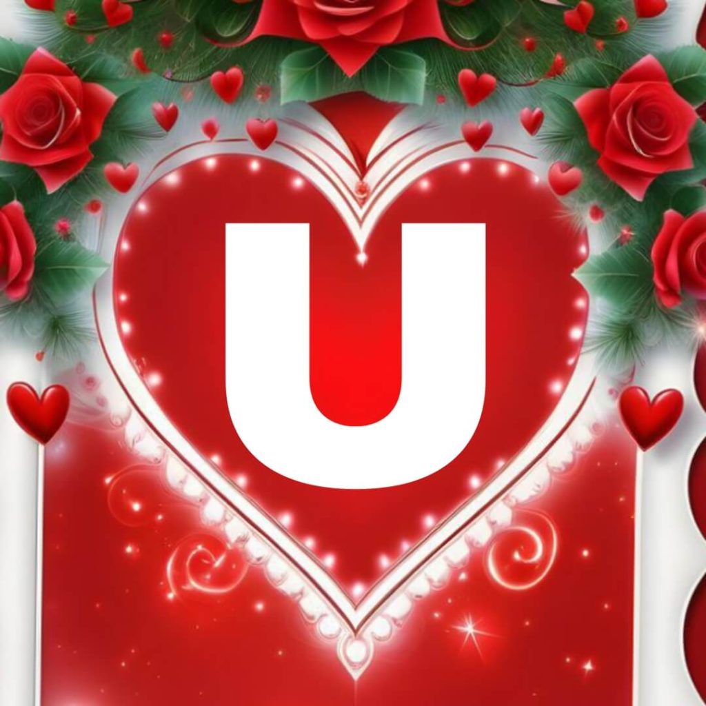u letter images in heart