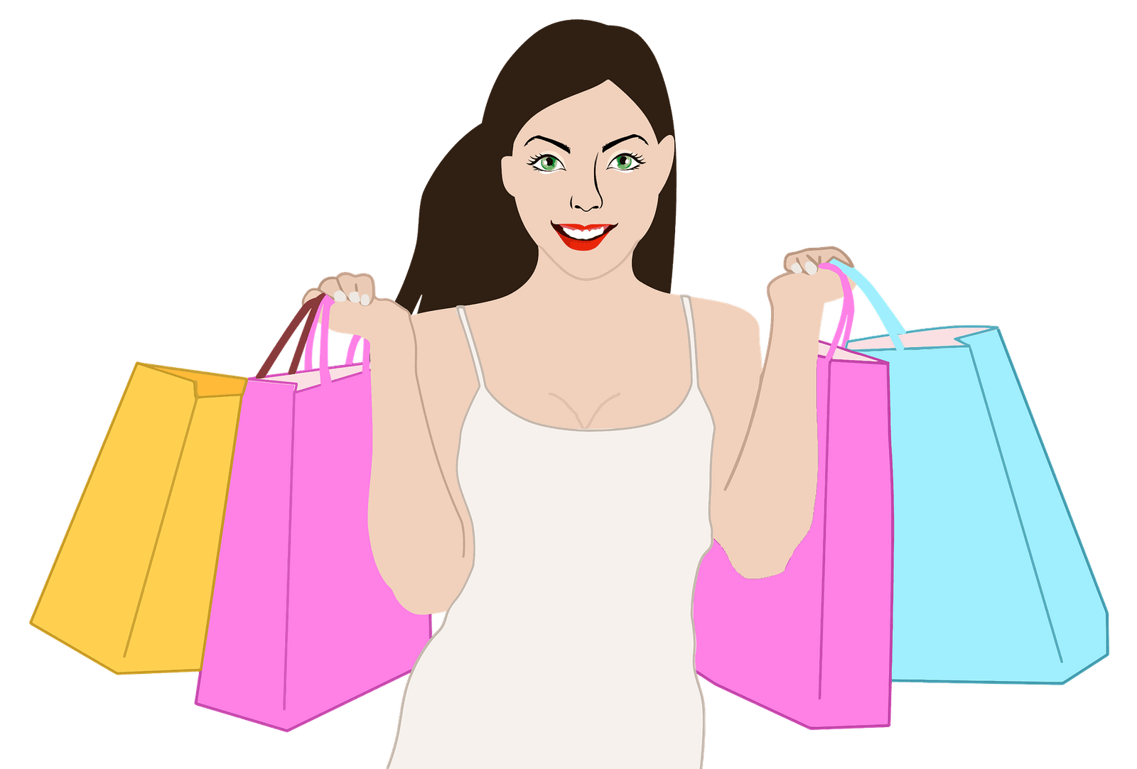 Bag Girl Vector Shopping Holding Png HD Free Download