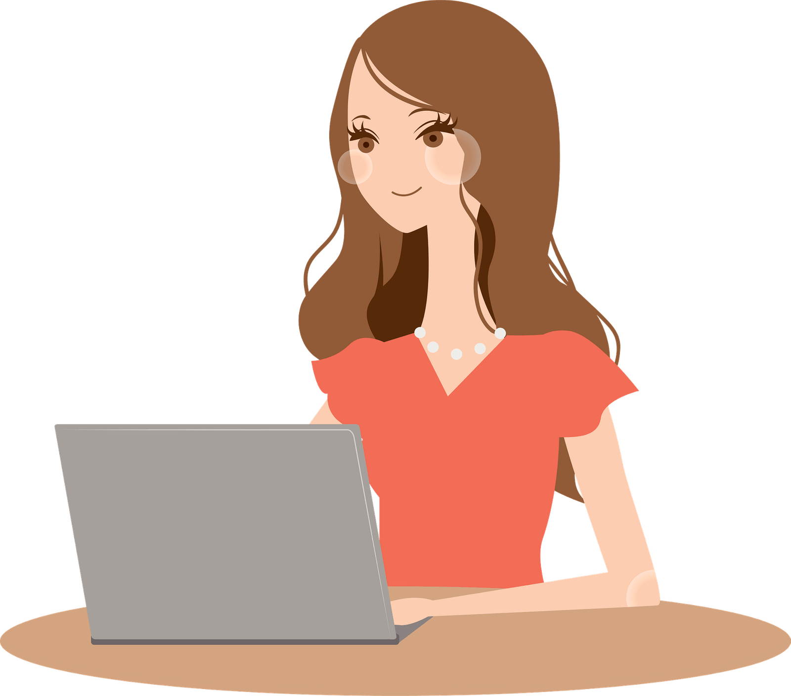 Using Girl Laptop Business Png HD Free Download