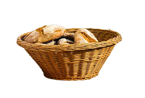 Basket Wicker Slices Wheat Bread Png HD Free Download