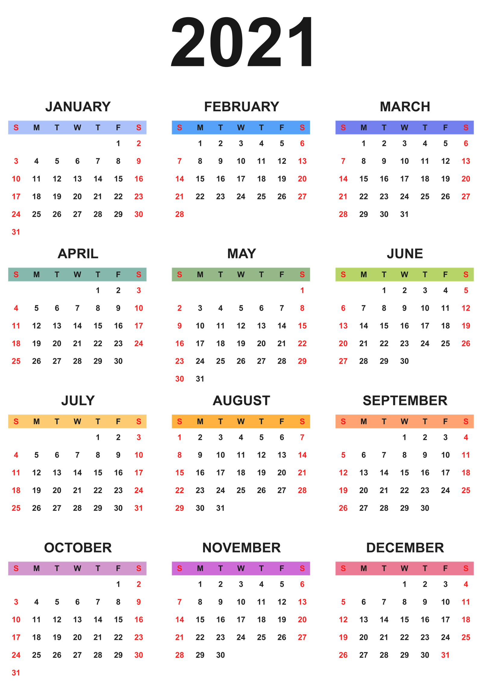 2021 Calendar Colorful Calendar Transparent Clipart Gallery  HD Free Download