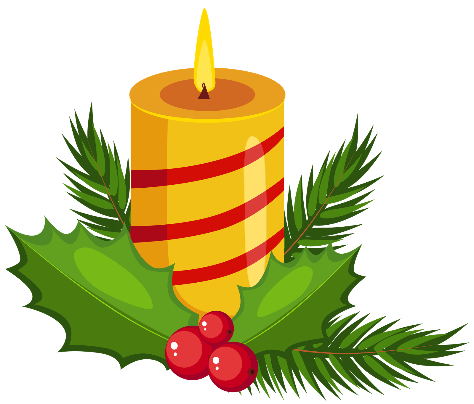 Christmas Holly Candle Transparent PNG Clip Art Image  HD Free Download