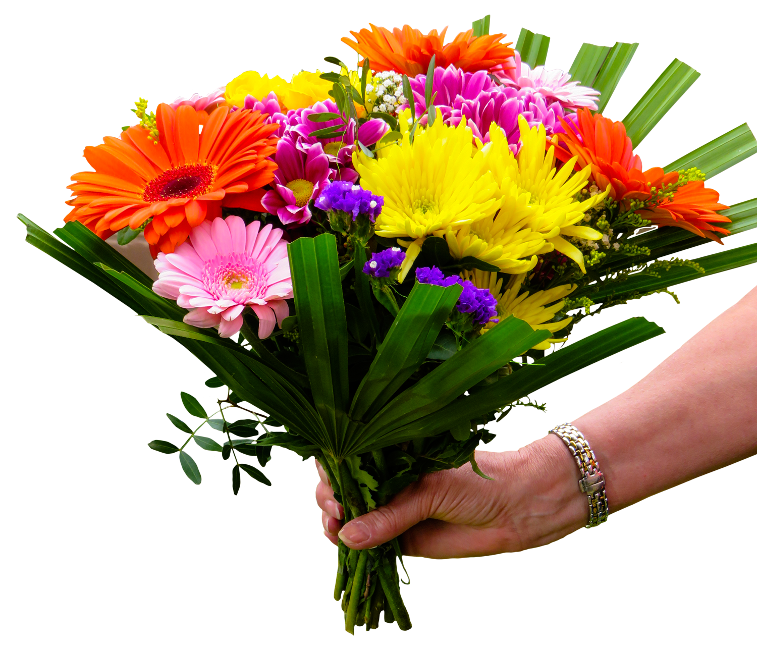 Flower Bouquet With Hand PNG Transparent Image  HD Free Download