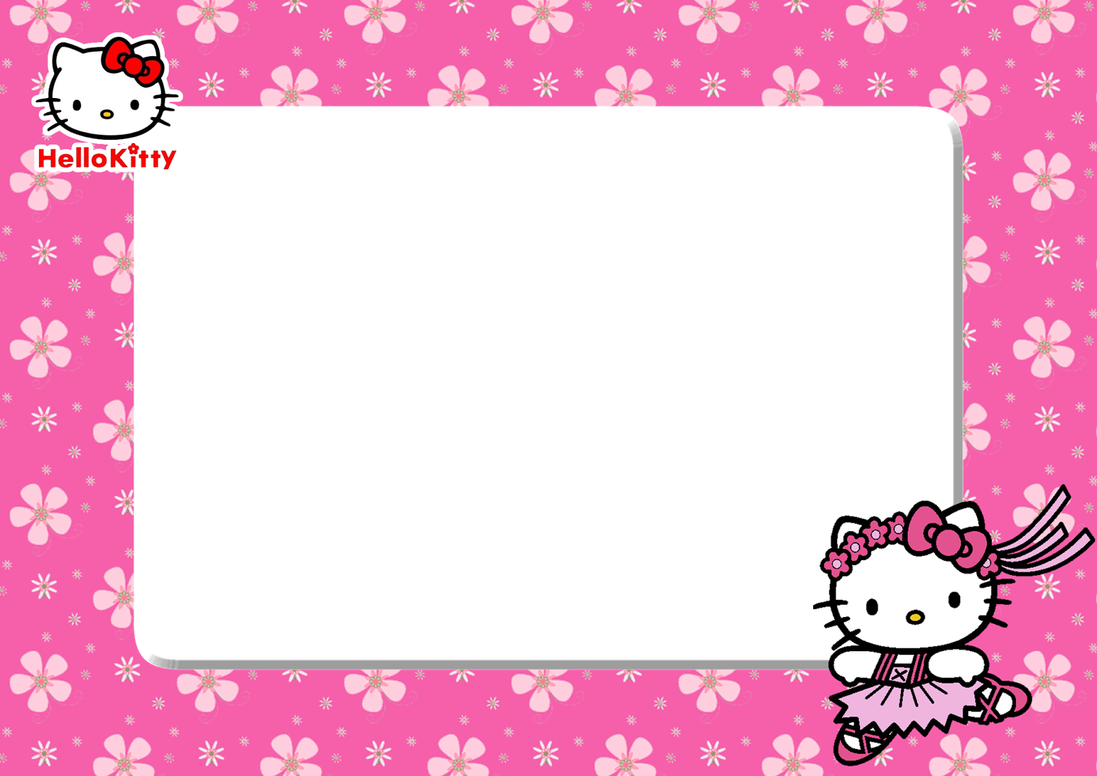 Hello Kitty Pink Floral PNG Frame Printable PNG Frames  HD Free Download