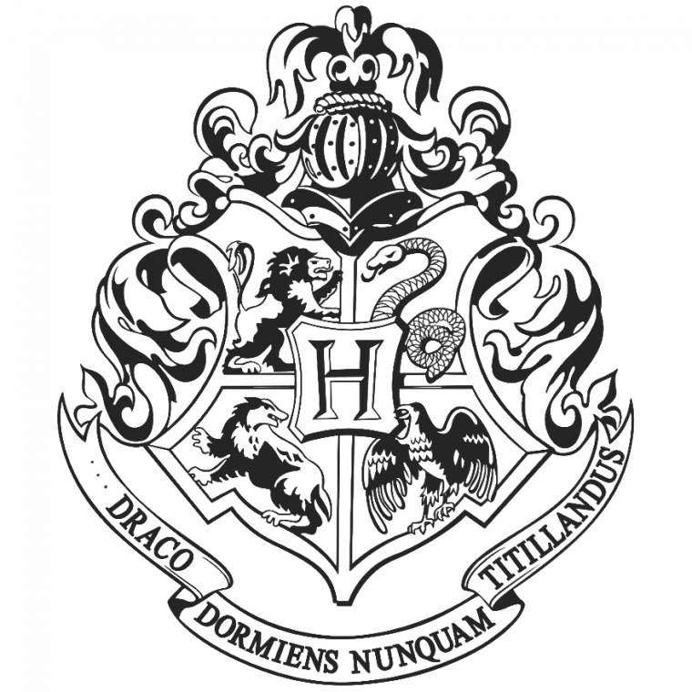 Hogwarts Logo Black White  HD Free Download