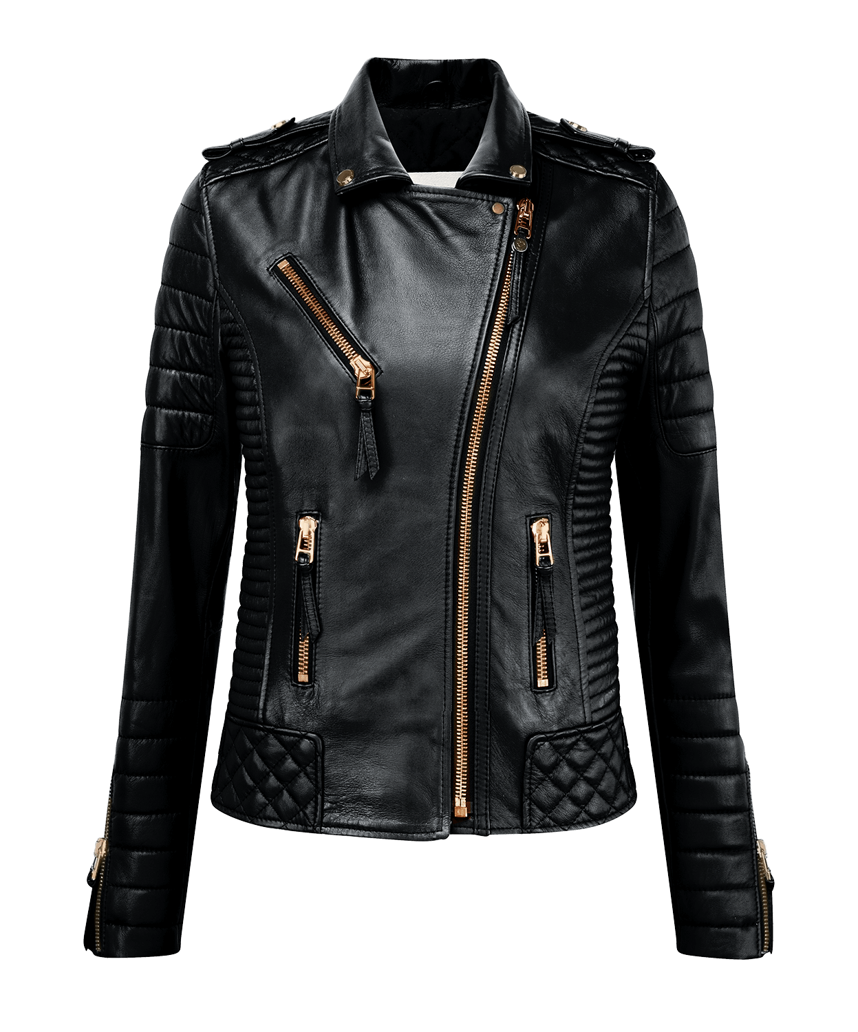 Jet Gloss Black Quilted Moto Lambskin Leather Jacket Zakiahwears  HD Free Download