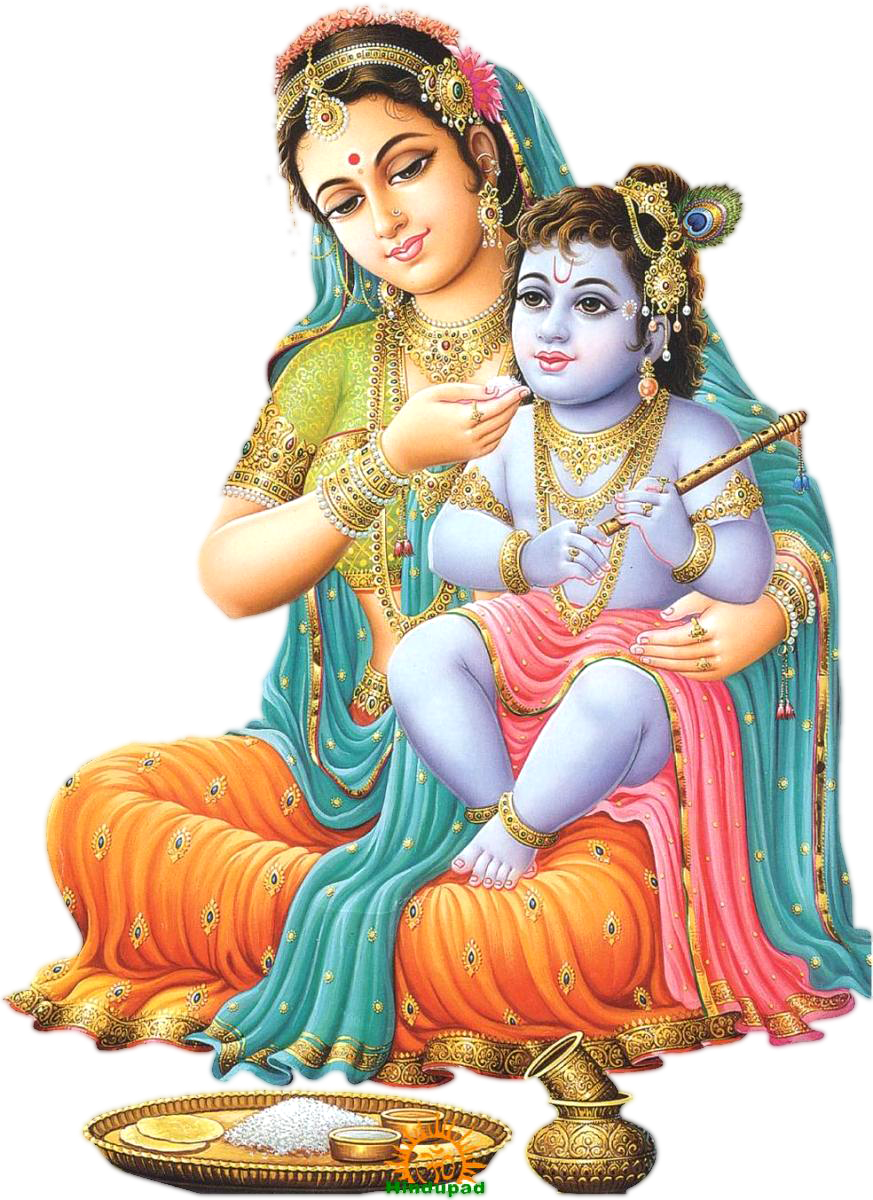 Lord Krishna Krishnan PNG With Mata Yashoda  HD Free Download