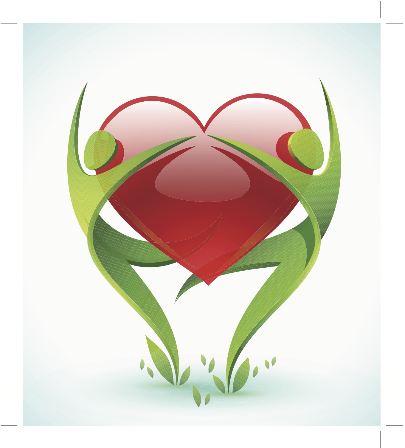 Couple Of People Holding A Red Heart Surrounded By Green Leaves PNG  HD Free Download