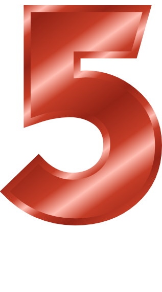 Number 5 Red Metal Number Signs Symbol Alphabets Numbers Red  HD Free Download