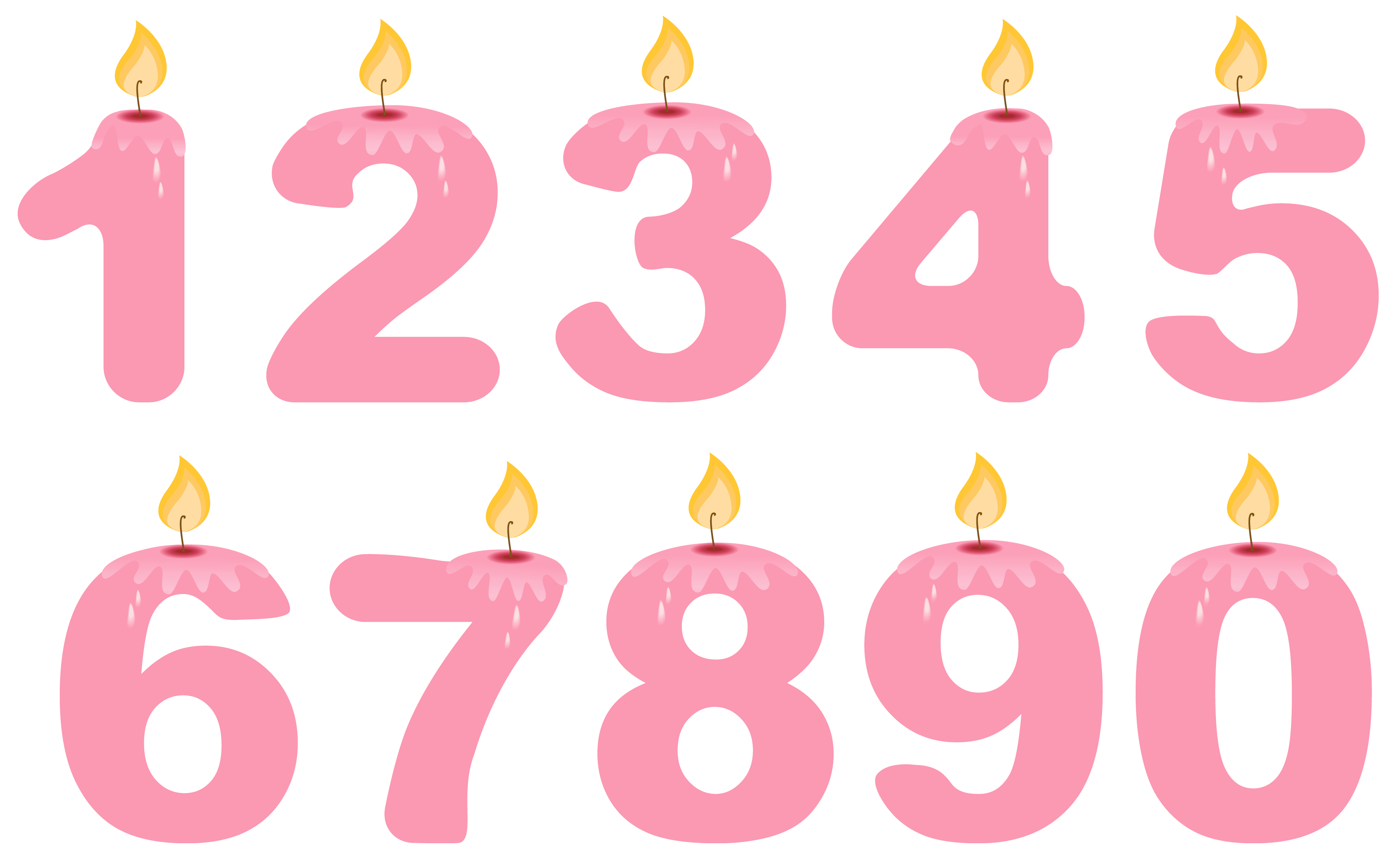 Pink Numbers Happy Birthday Candles  HD Free Download