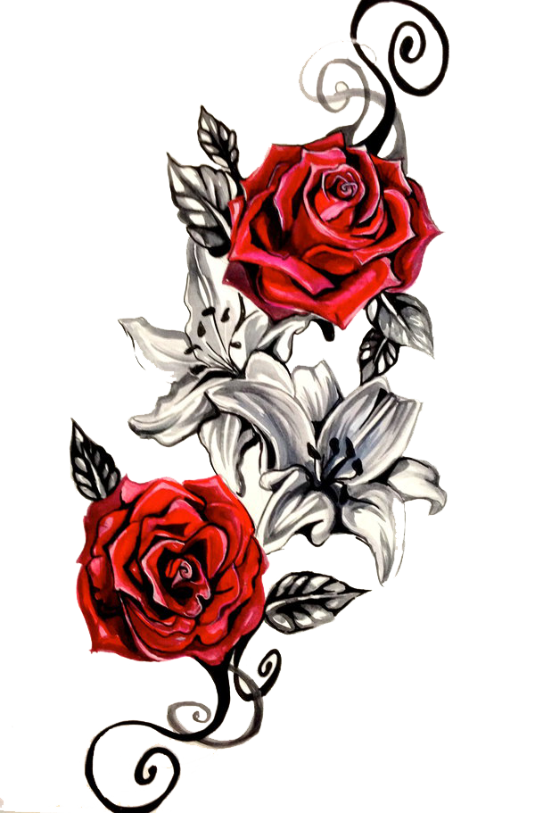 Rose Tattoo Red And White PNG HD Free Download