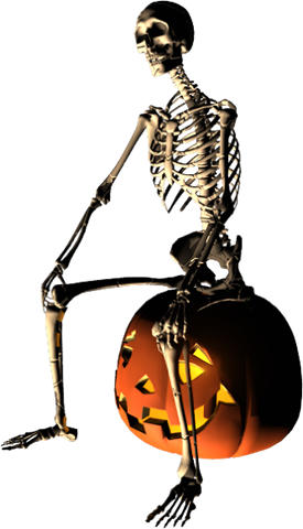 Skeleton With Halloween Pumpkin PNG  HD Free Download