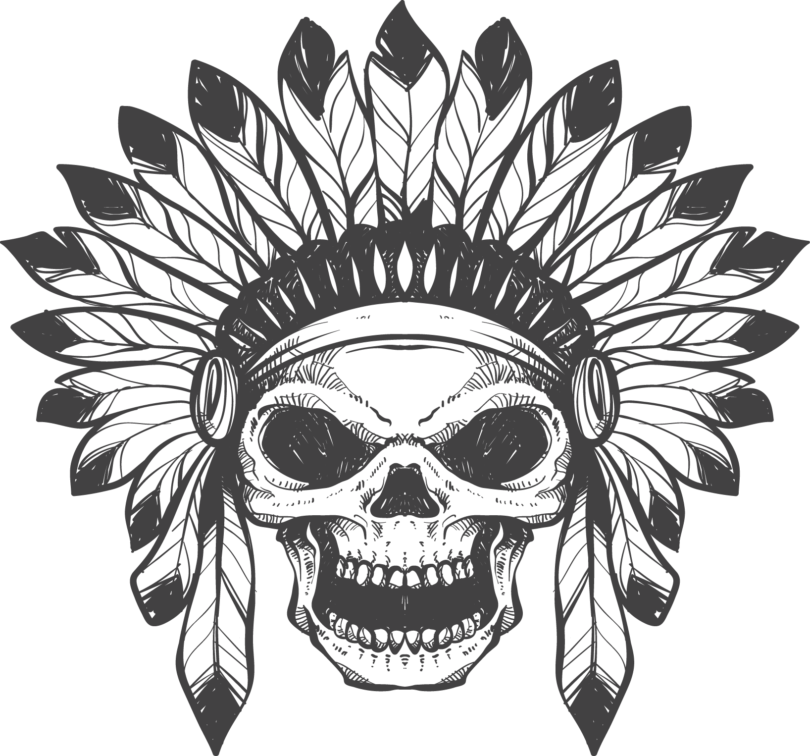Skull Indian Head Tattoo PNG Transparent  HD Free Download