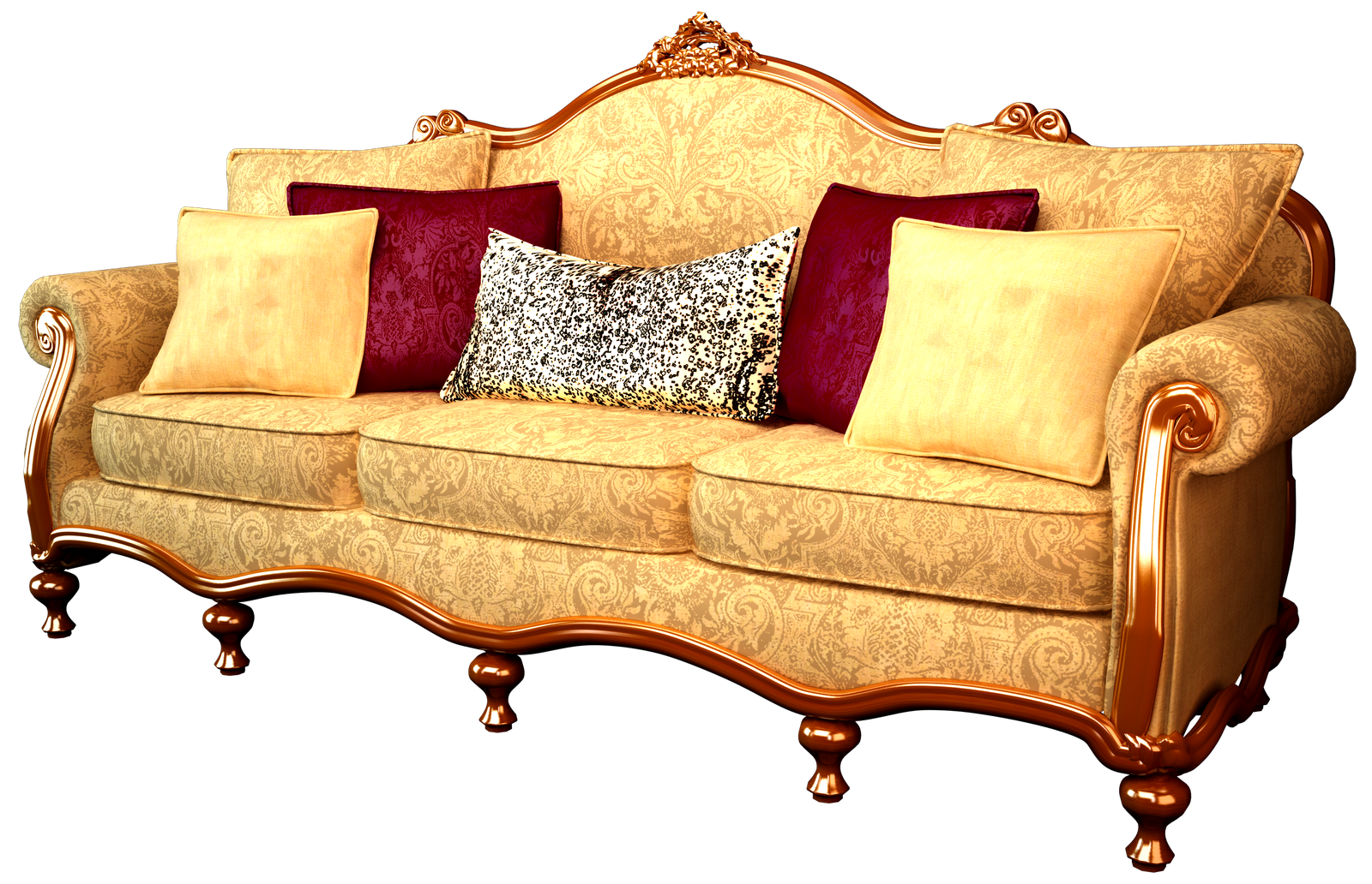Old Style Beige 3 Seater Sofa Set Transparent  HD Free Download