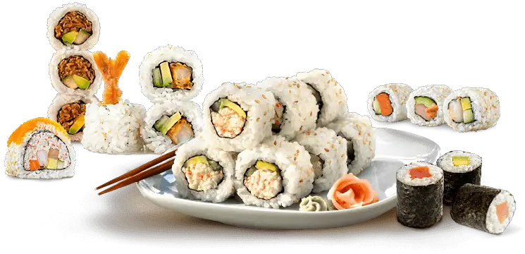Japanese Sushi Dish With White Rice On Plate PNG  HD Free Download