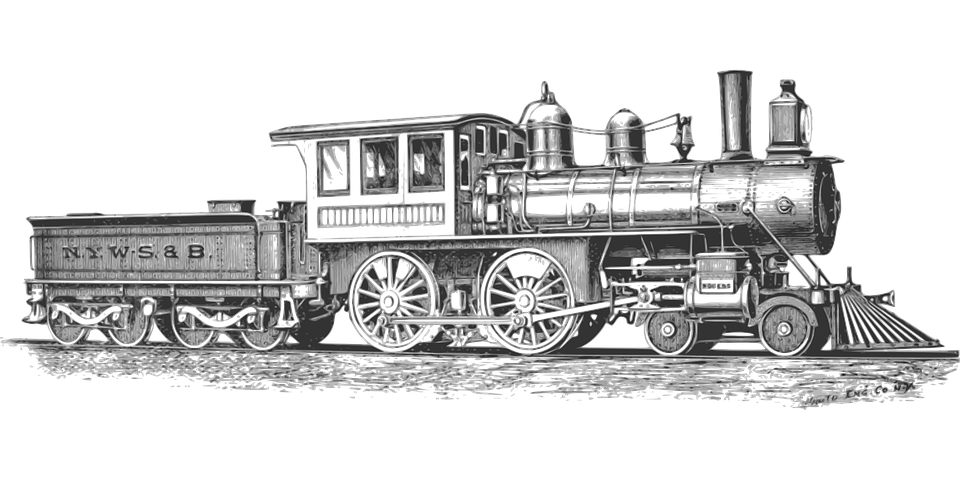 Train Locomotive Monochrome Railroad Vector Graphic  HD Free Download
